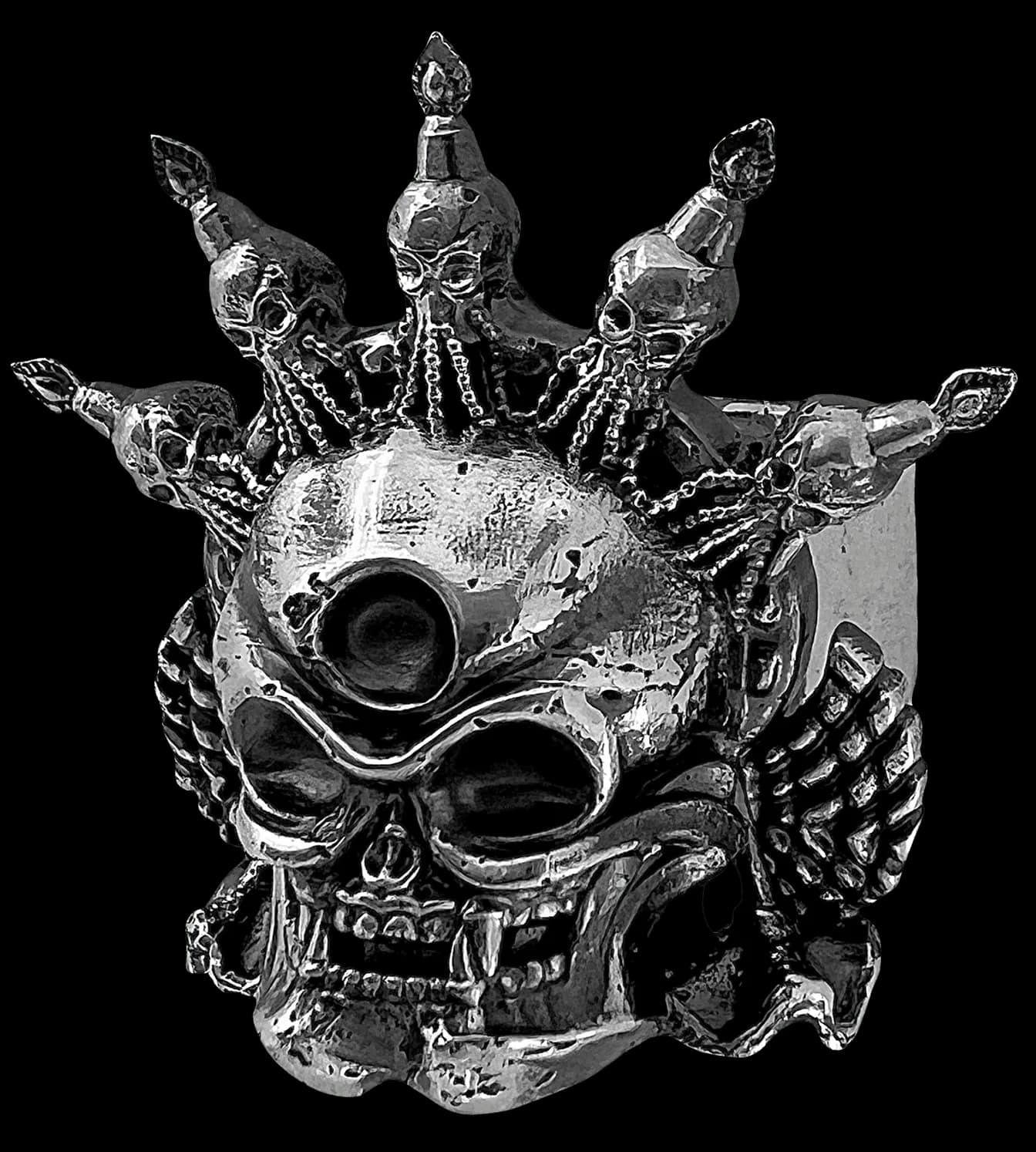 Khasomari skull armor ring — handcrafted 925 sterling silver
